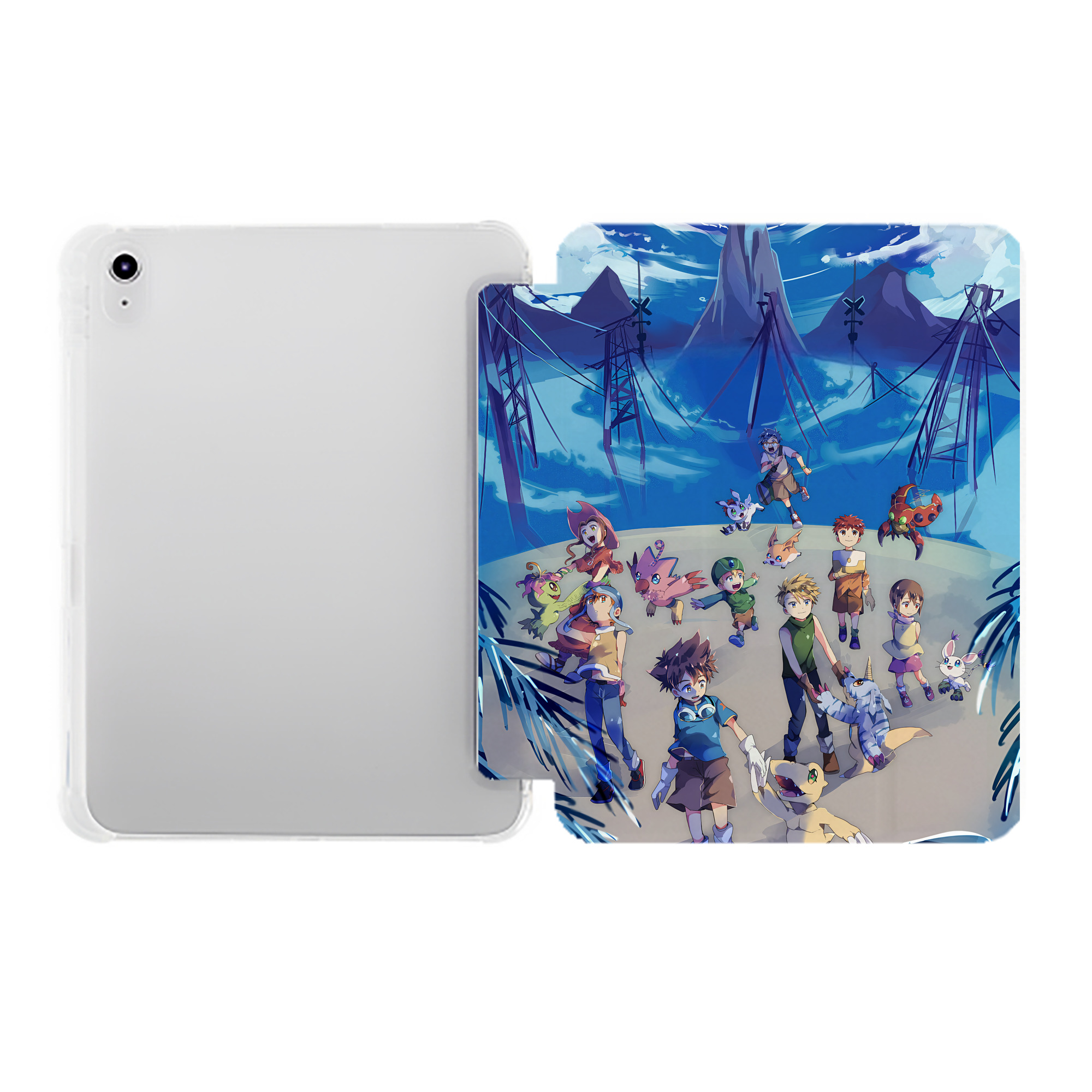 （画像用） Digimon デジタルモンスター/デジモン IPad ケース ペン収納付き 三つ折りスタンド PUレザー×シリコン 対応機種9.5/10.5/10.9インチ